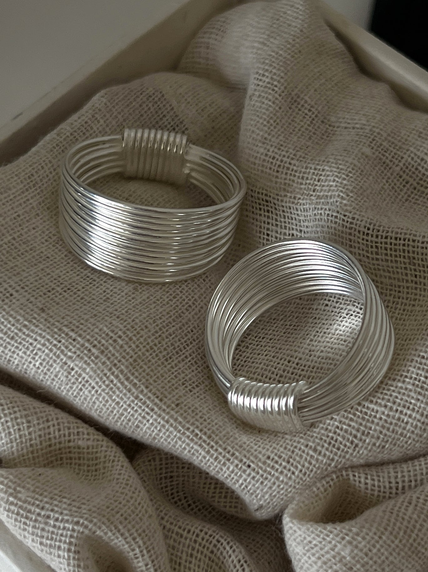 Mehrschichtige Linie Silber Ring