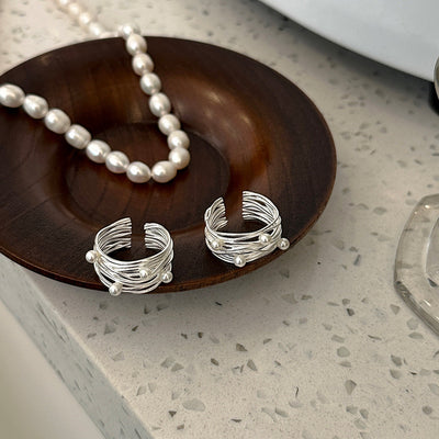 Gewickelter Silber Perlenring