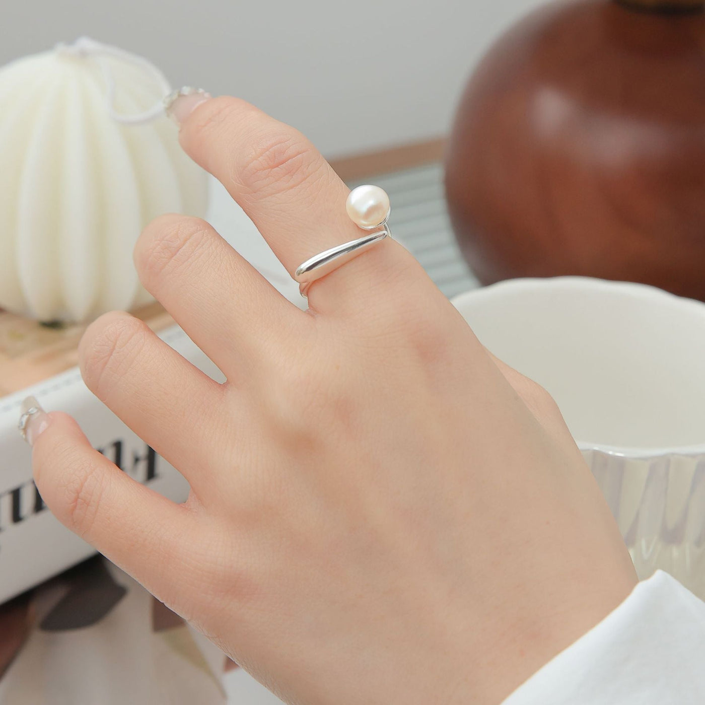 Silber Interlocking Perlen Ring