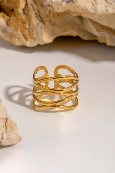 Catalina | Elegante Wellenförmige Edelstahlring Mit Verstellbarem Design, Ultraleicht