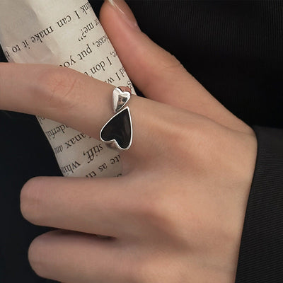 Schwarzes Herz Asymmetrischer Ring