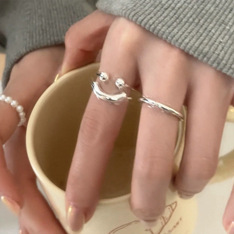 Silbernes Lächeln Verstellbarer Ring