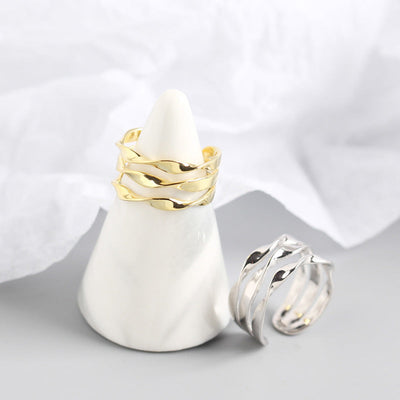 Silber Minimalistisch Dreifach Twist Line Ring