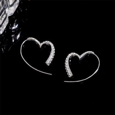 Zirconia Heart Hoop Earrings