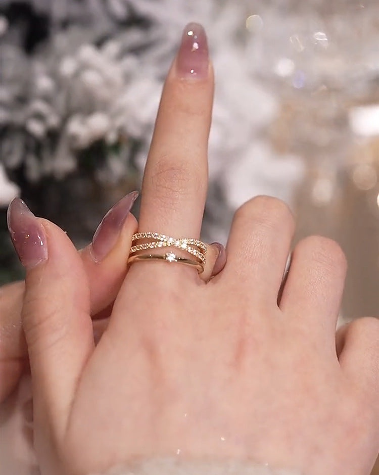 Kreuz Lagen Zarte Zirkonia Ring