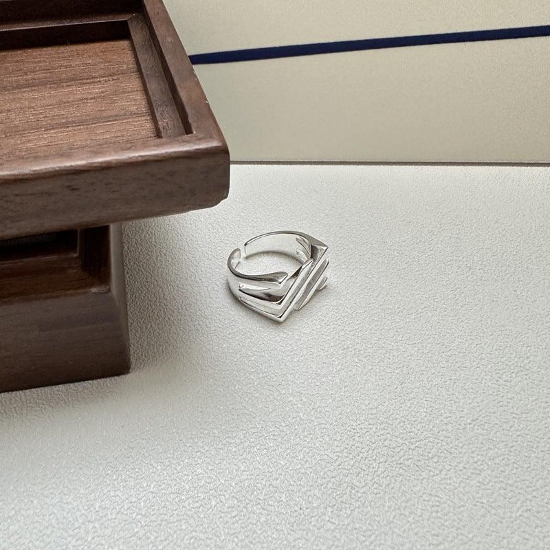 Silber geschichtet Twill einstellbaren Ring