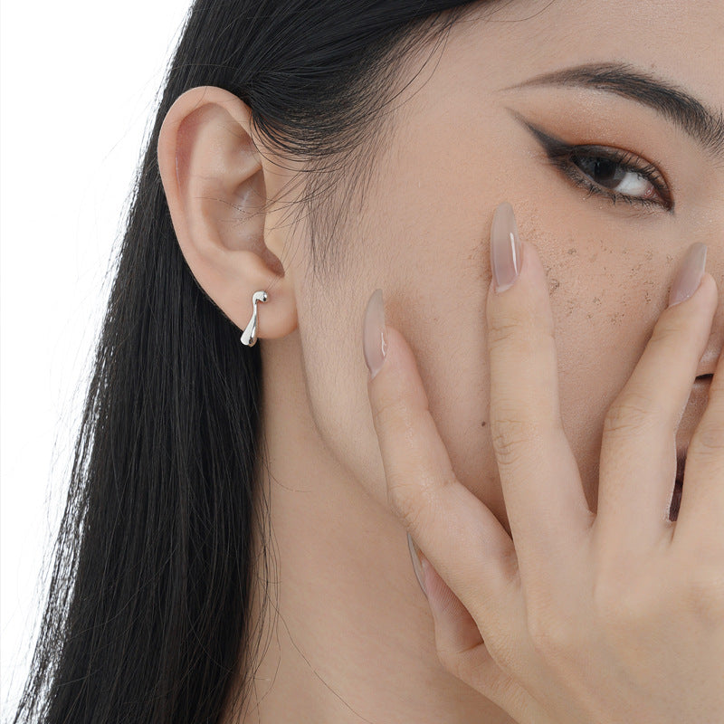 Silber Unregelmäßige Wassertropfen-Ohrringe