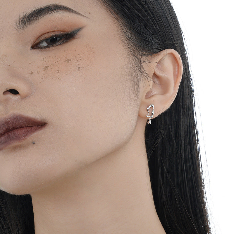 Silber Unregelmäßige Wassertropfen-Ohrringe