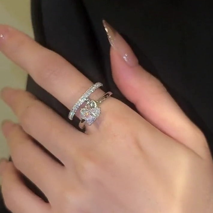 Silber Zirkonia Herz-Anhänger Ring