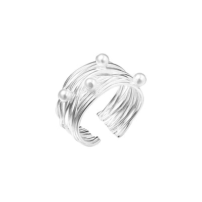 Gewickelter Silber Perlenring