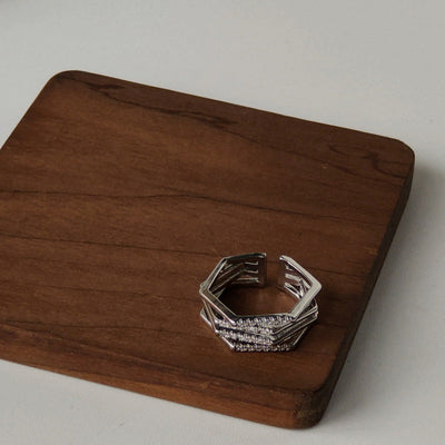 Zirkon Sechseck Verstellbarer Ring