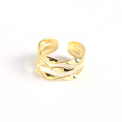 Silber Minimalistisch Dreifach Twist Line Ring