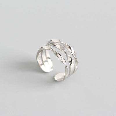 Silber Minimalistisch Dreifach Twist Line Ring