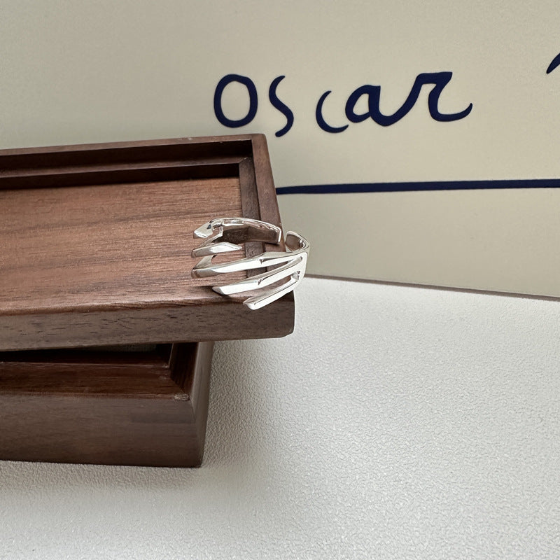 Silber geschichtet Twill einstellbaren Ring