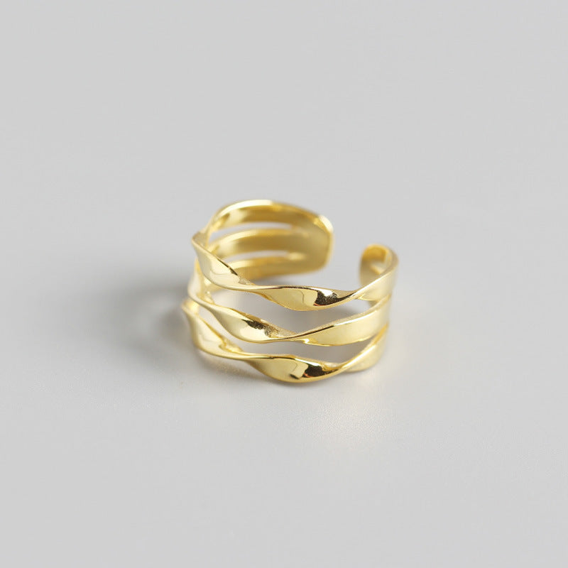 Silber Minimalistisch Dreifach Twist Line Ring