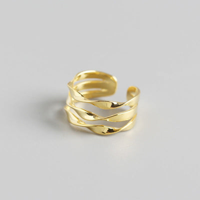 Silber Minimalistisch Dreifach Twist Line Ring