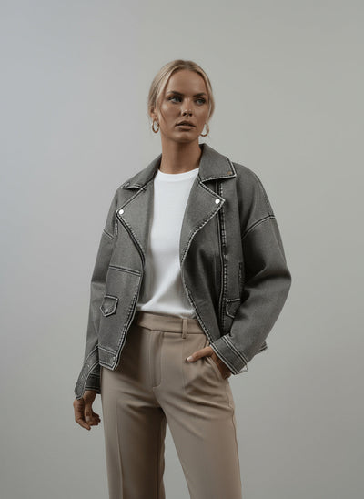 Saskia | Oversize Bikerjacke Kunstleder