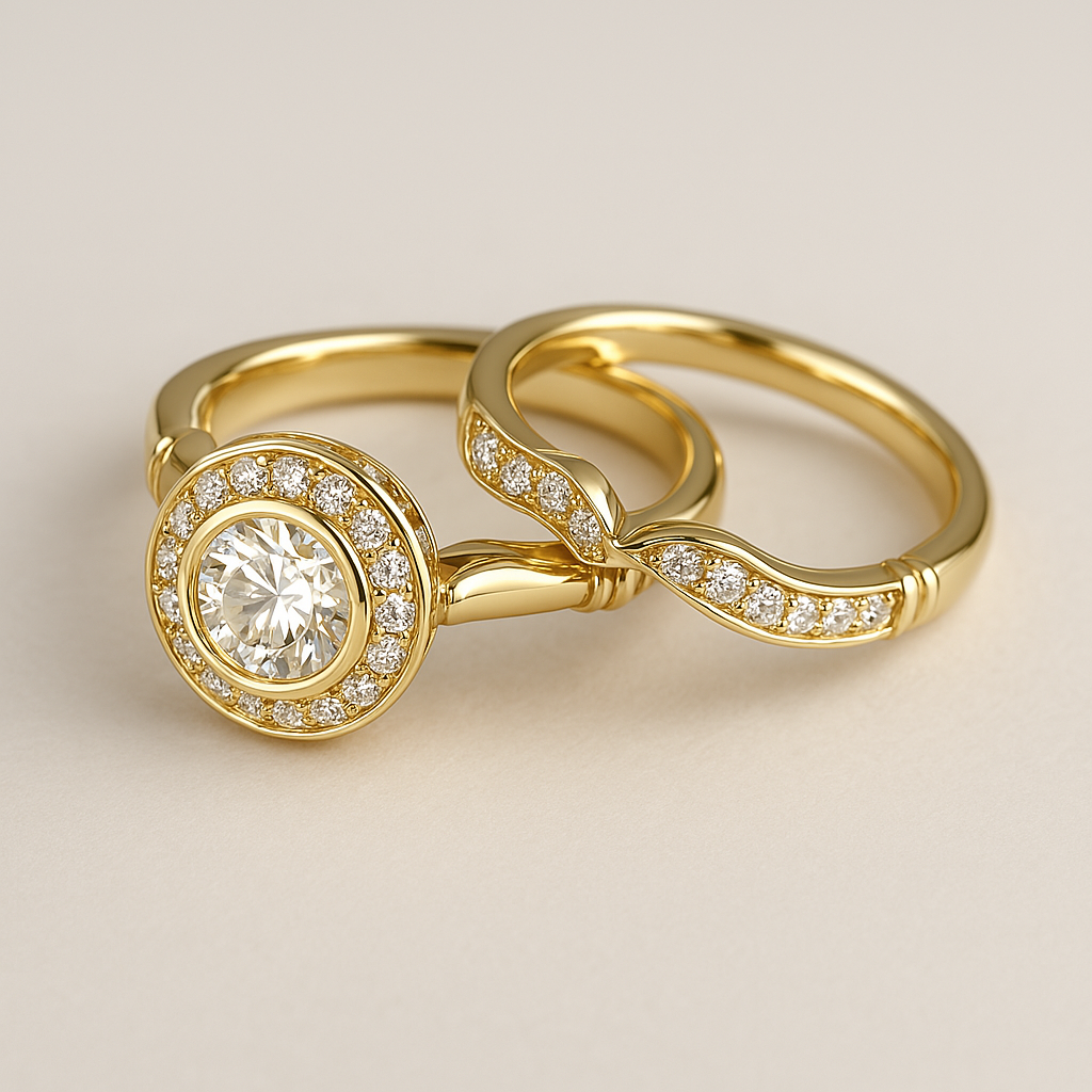 Vintage-Ringset in Goldoptik mit Zirkonia