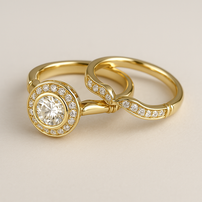 Vintage-Ringset in Goldoptik mit Zirkonia