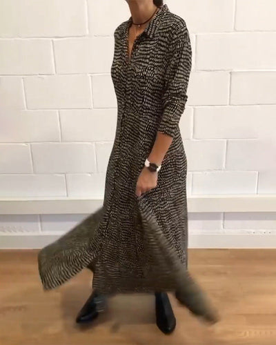 Victoria - Marineblaues bedrucktes Hemdkleid