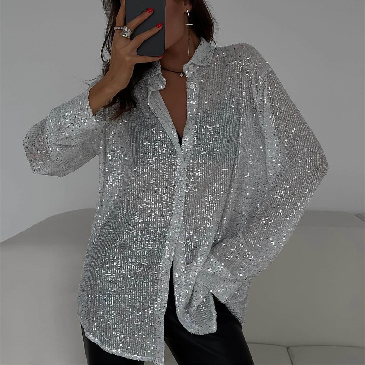 Brisa - Paillettenbluse mit fließendem Schnitt und schillerndem Glitzern