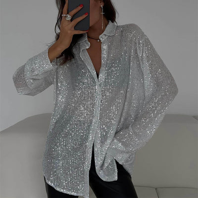 Brisa - Paillettenbluse mit fließendem Schnitt und schillerndem Glitzern