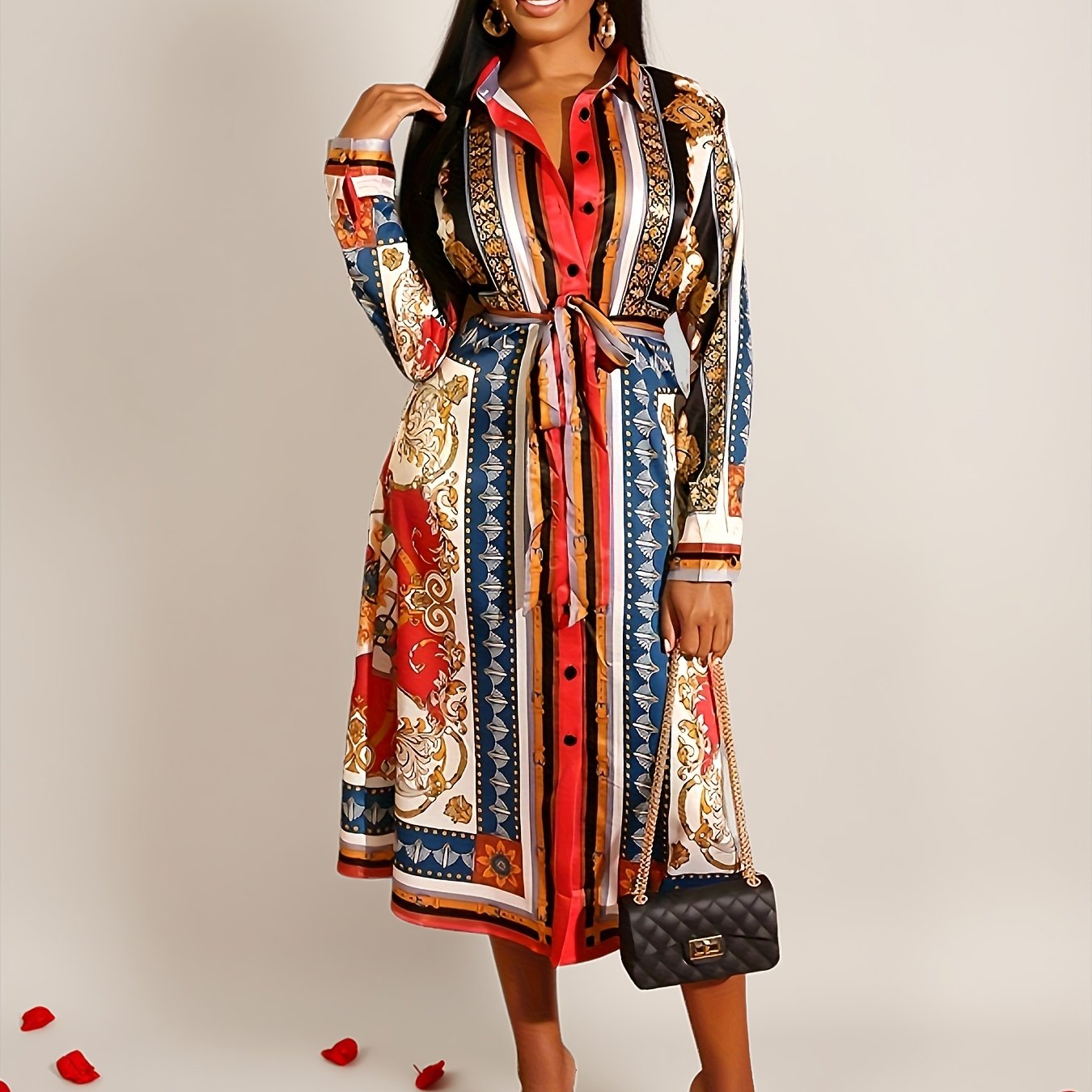 Langärmeliges Hemdblusenkleid für Frauen - Marigold