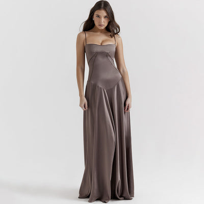 Selena - Maxikleid aus Satin mit schmalen Trägern