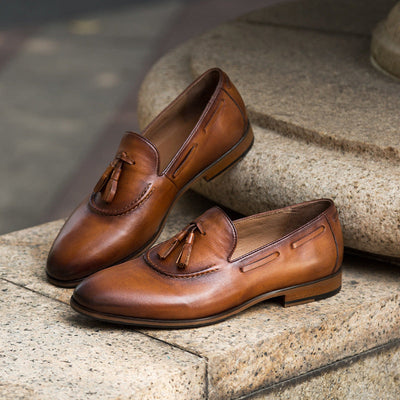 Bruno - Elegante Mokassins aus getoastetem Leder mit Quasten