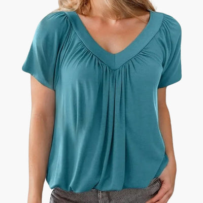 Leni | Top mit gekräuseltem V-Ausschnitt