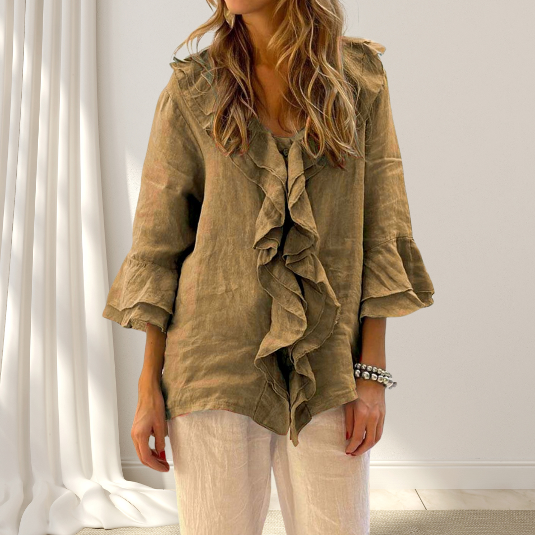 Angela | Leinenbluse mit Rüschen