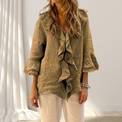 Angela | Leinenbluse mit Rüschen