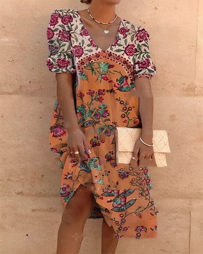 Dene - Lässiges Midi-Kleid mit V-Ausschnitt