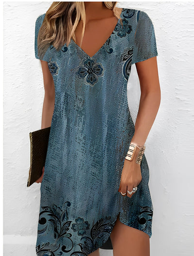 Wanda - Lässiges Kleid mit V-Ausschnitt und Print