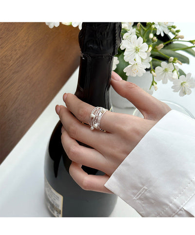 Gewickelter Silber Perlenring