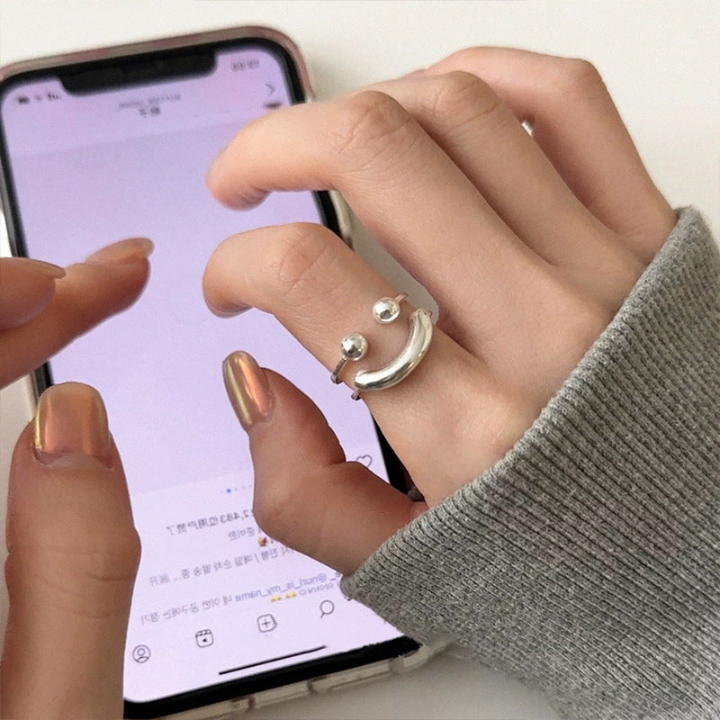 Silbernes Lächeln Verstellbarer Ring