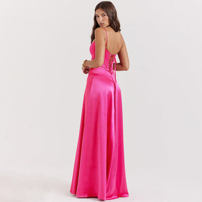 Selena - Maxikleid aus Satin mit schmalen Trägern