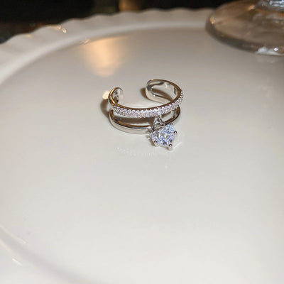 Silber Zirkonia Herz-Anhänger Ring