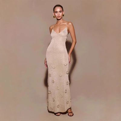 Renata - Langes Kleid mit floraler Textur