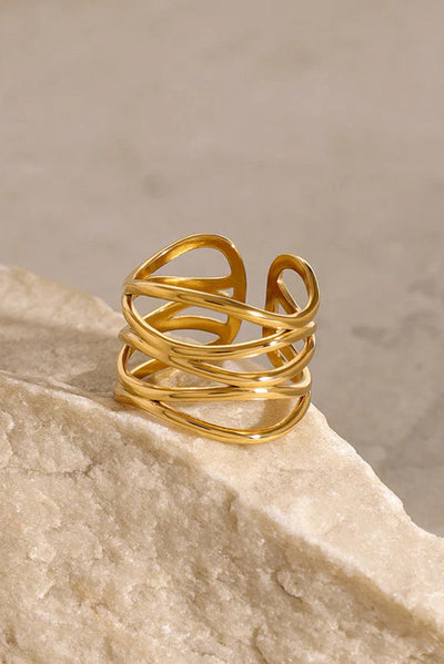 Catalina | Elegante Wellenförmige Edelstahlring Mit Verstellbarem Design, Ultraleicht