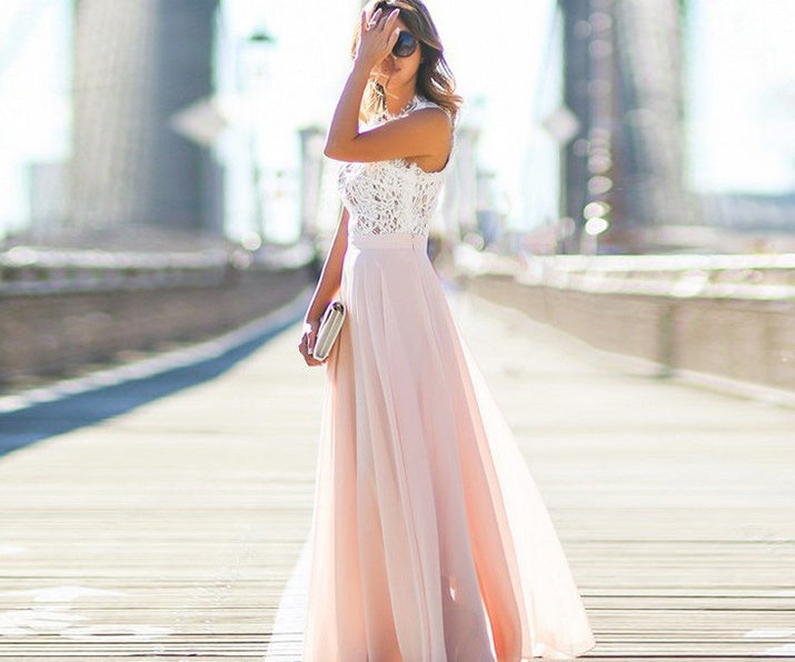 Lucía - Langes Kleid mit floraler Spitze