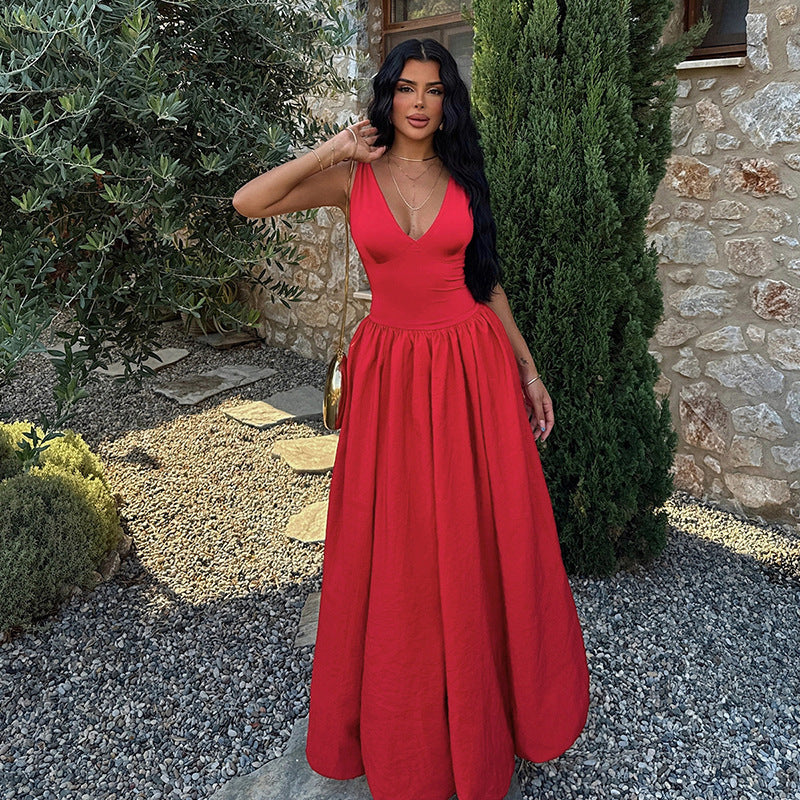 Hortensia | Damen A-Linien Kleid mit V-Ausschnitt und taillierter Weste