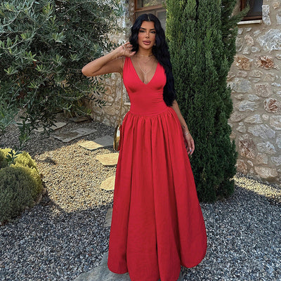 Hortensia | Damen A-Linien Kleid mit V-Ausschnitt und taillierter Weste