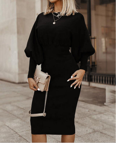 Valeria - Elegantes Midikleid mit Fledermausärmeln und schmaler Passform