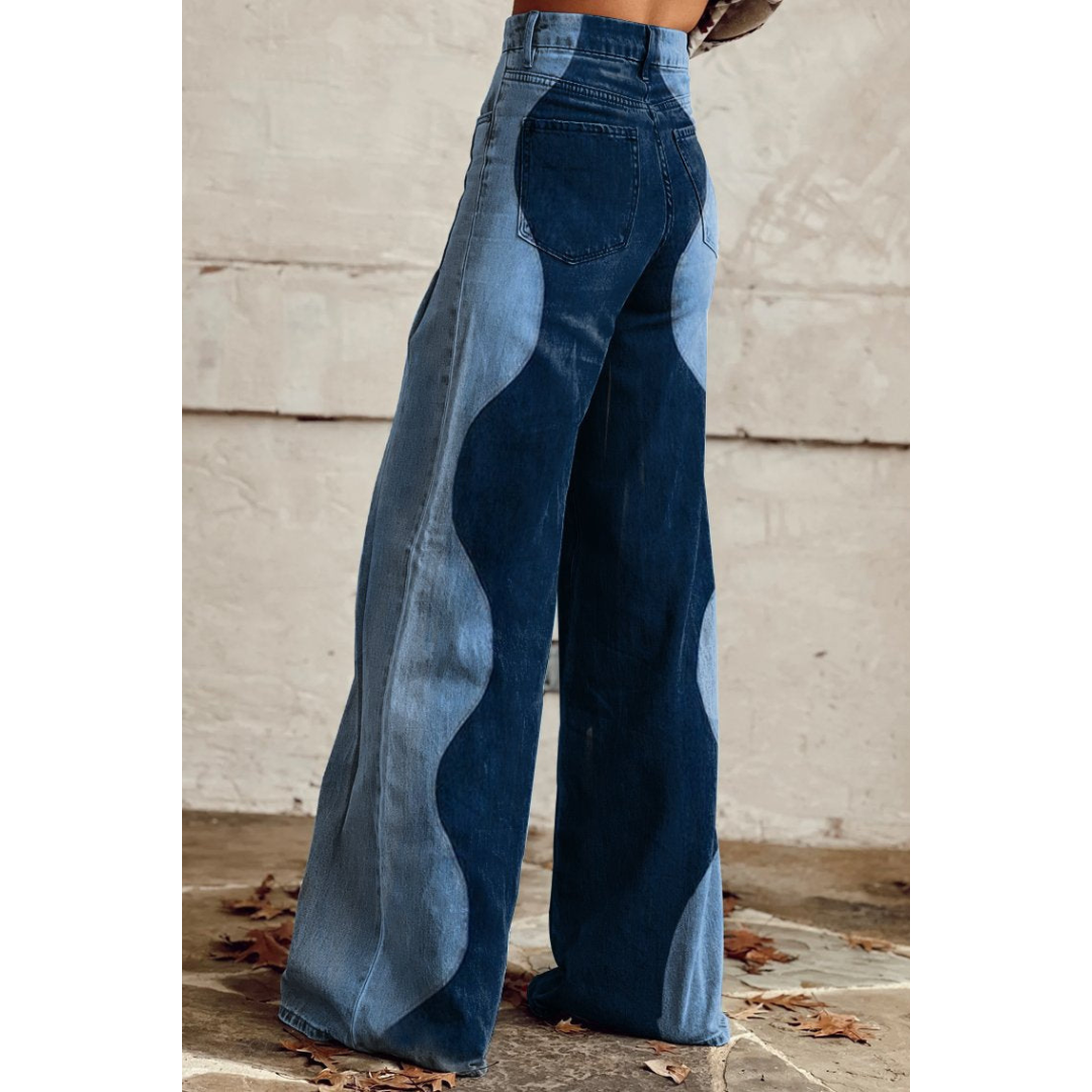 Trixie Weite Jeans mit Wellenmuster
