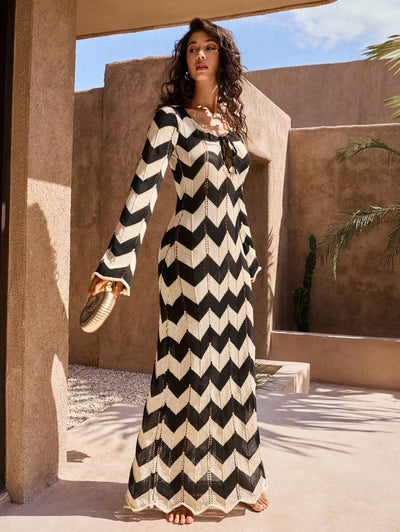 Maya | Strick Maxikleid mit Schnürung