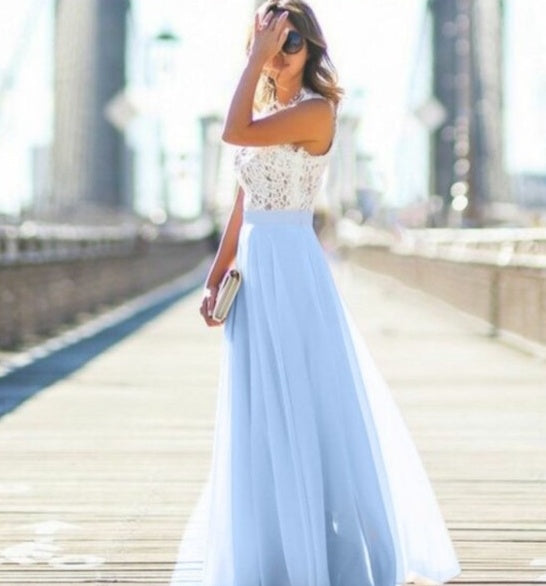 Lucía - Langes Kleid mit floraler Spitze