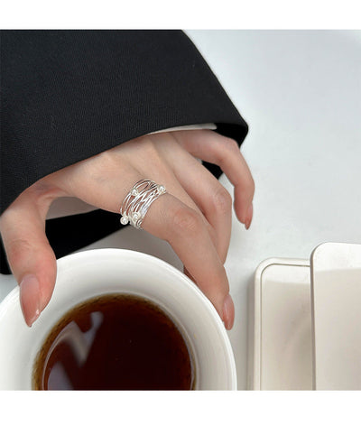 Gewickelter Silber Perlenring