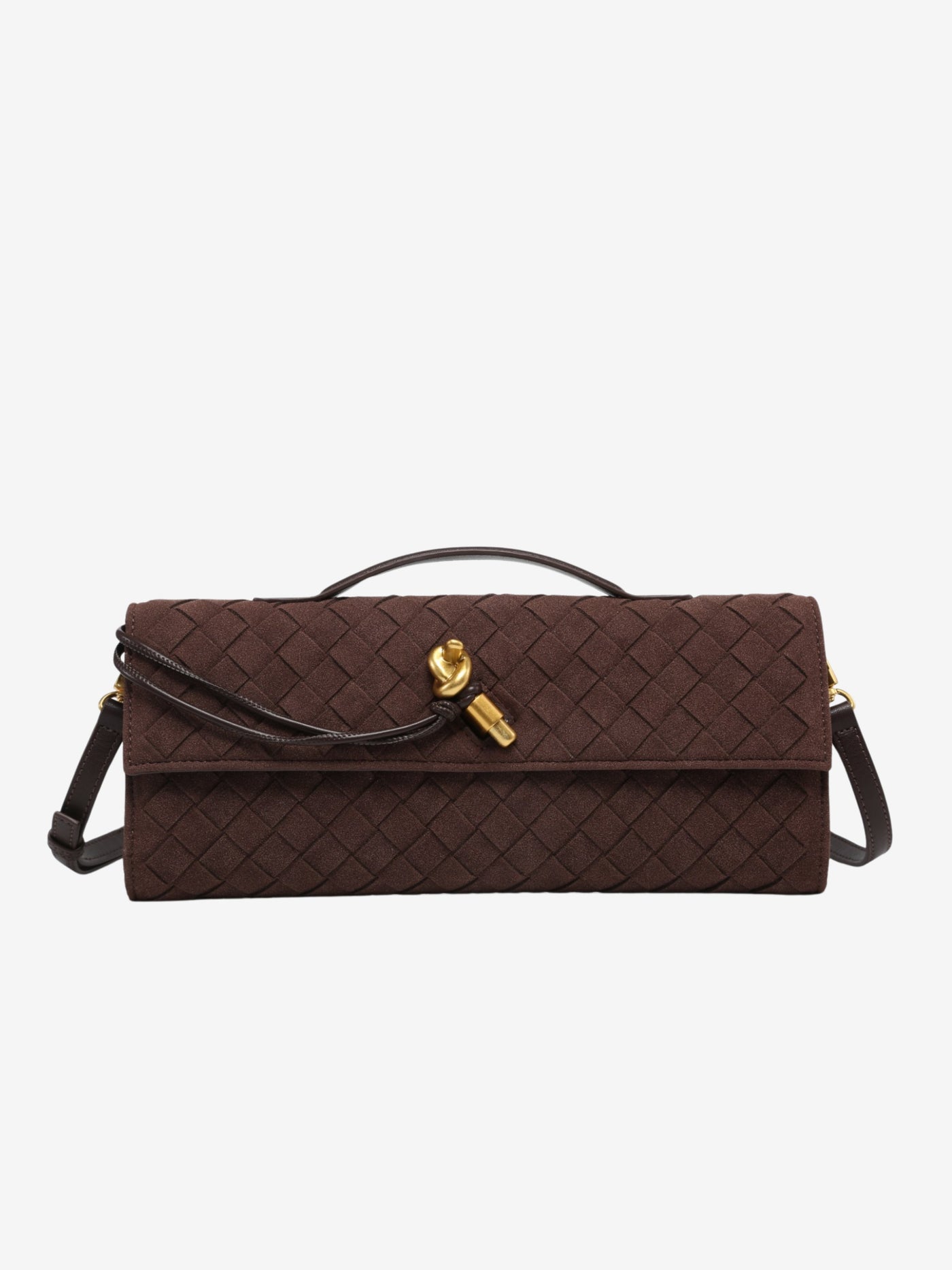 Cherry Luxe Woven Suede Clutch Mit Abnehmbarem Schultergurt – Eleganter Vegan-Leder Handtasche