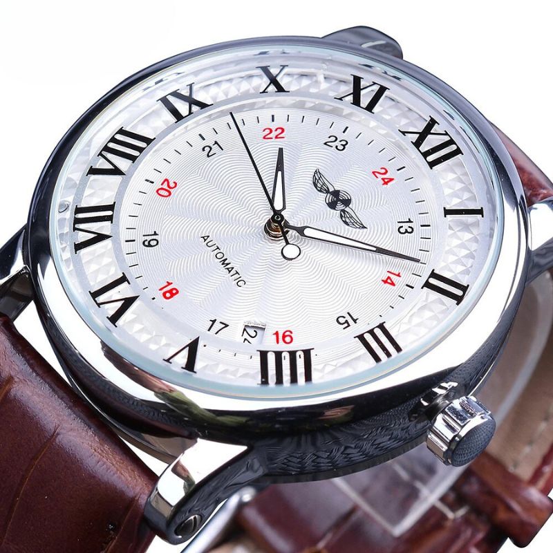 Fadenburg Luxus Leder Vollautomatische Uhr mit Kalenderfunktion - Elegantes Design für Den Herren